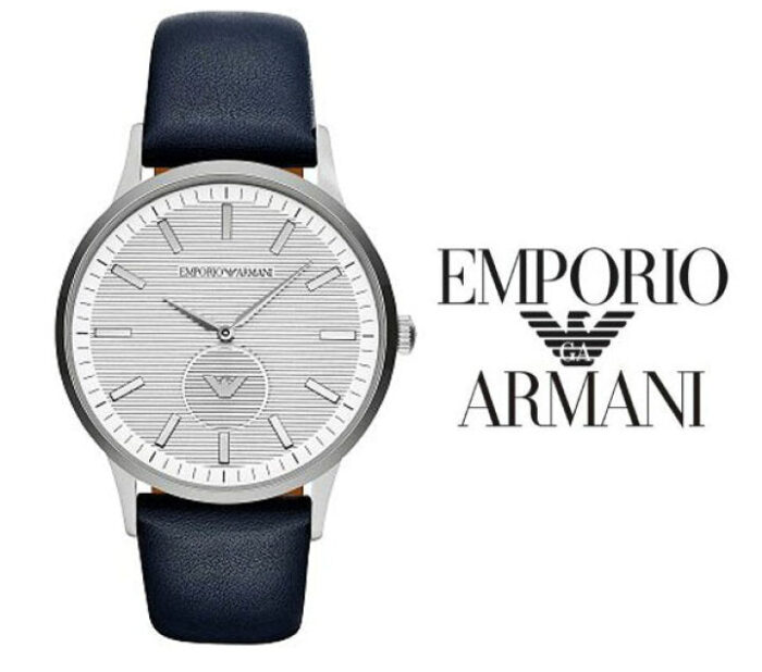 Emporio Armani Renato White DIal Blue Leather Strap Watch For Men - AR11119 - Image 8